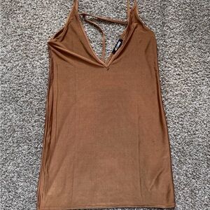 Missguided US 0 Gold Satin Mini Slip Dress